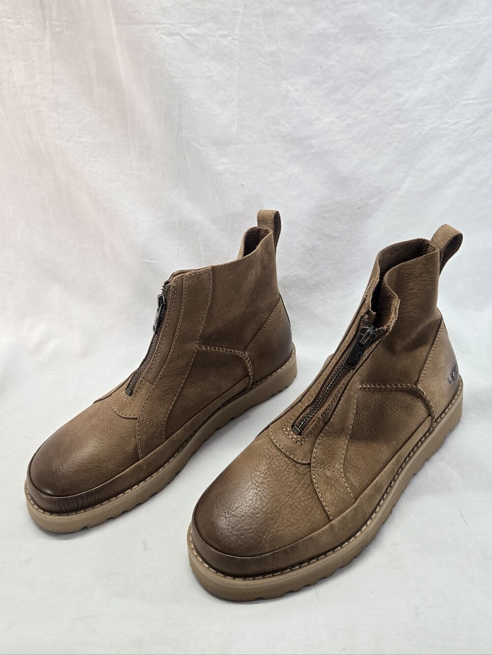 UGG Women's Size 8 Deconstructed Front Zip Black Leather Boots New